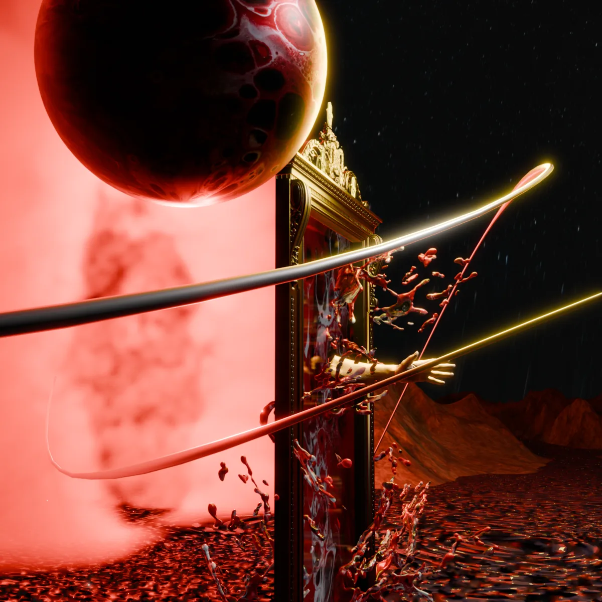 SAGA I: NEUTRA red 3D universe artwork