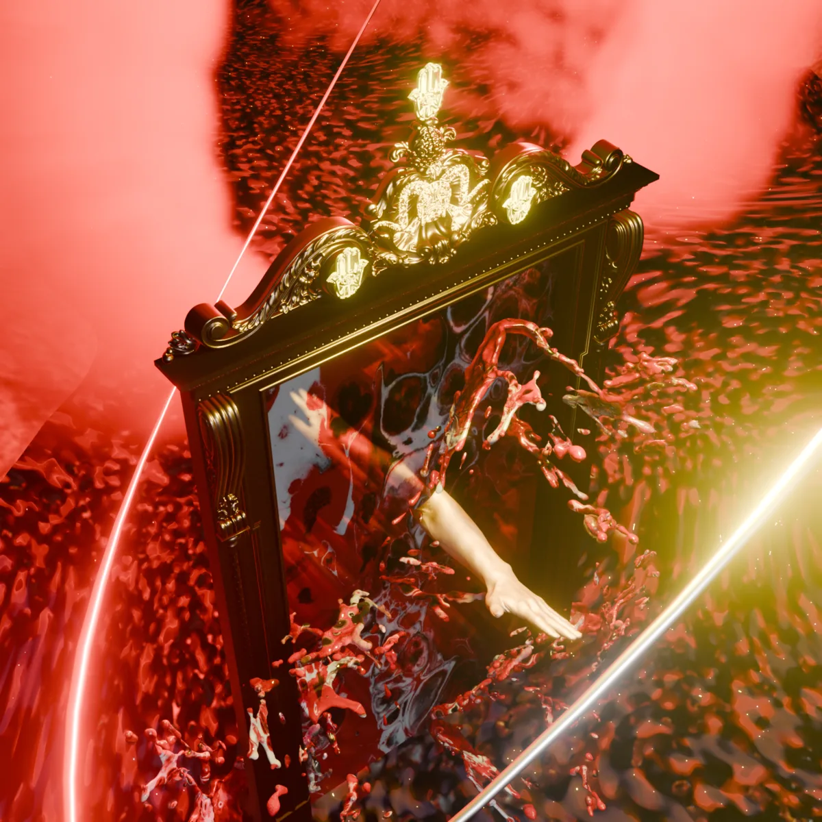 SAGA I: NEUTRA 3D scene with ornate portal and hand